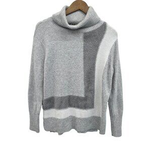 Simply Vera Vera Wang Gray Colorblock Turtleneck Sweater Soft Stretch Knit S